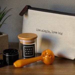 Smell Proof Pouch Bag Set: 5" Glass Pipe, Black Grinder & Airtight Jar image 10