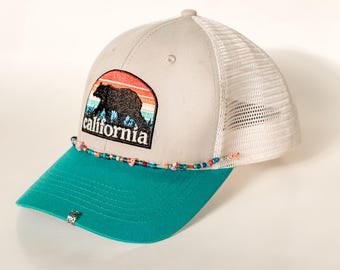 Beaded Hat Band – Handmade Trucker Cap Accessory with Pink Shells