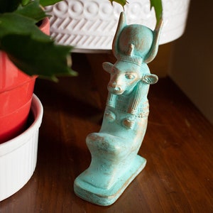 Egyptian Cow Goddess Hathor Statue - Ancient Egypt Collectible - Made in Egypt