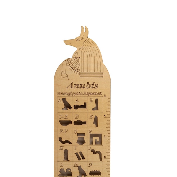 Wooden Hieroglyphic Stencil Ruler - Egyptian God Anubis - Egyptian Study - School Supplies- Made in Egypt