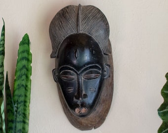 Wooden Yaoure African Mask  for Wall Art- Vintage Africa - Made in West Africa