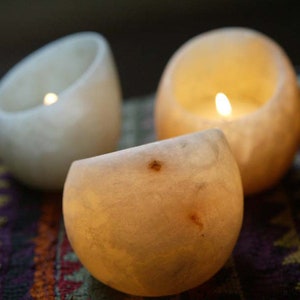 Egyptian Alabaster Votive/Tea Light Candle Holder- Made in Egypt - One per order