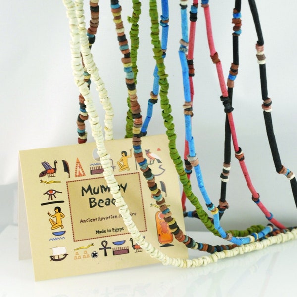 Mummy Bead Strand Necklace - Assorted Styles and Colors - 24" - 1pcs - Made in Egypt