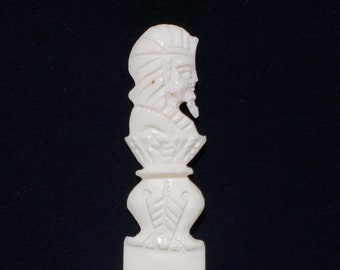 Camel Bone King Tut Figurine - Egyptian Collectible Figurine - Hand Carved Letter Opener Knife - Vintage Made in Egypt
