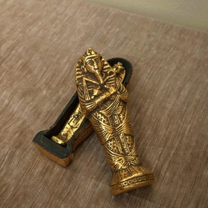 Egyptian Mummy and Sarcophagus Collectible Figure - Ancient Egypt - Gold Leaf Finish - Made In Egypt