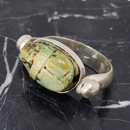 Egyptian Scarab Swivel Ring Hinged Soapstone Scarab Ring Etsy