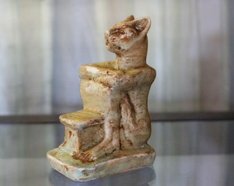 Egyptian Goddess Bastet Cat Statue -  Ancient Egypt Sacred Cat Collectible - Assorted Colors- Made in Egypt