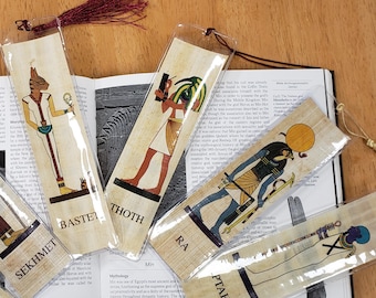 Papyrus Bookmarks - Egyptian Gods/Goddesses - Set of 12 - Made in Egypt