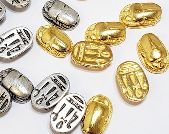Egyptian Scarab Beads - 20 pcs - Silver or Gold