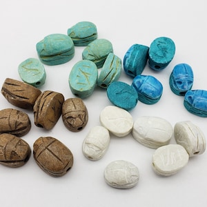 Assorted Egyptian Scarab Beads - 100 pieces- Made in Egypt