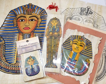 Ancient Egypt Papyrus Painting - King Tut Set - Bookmark, Magnet, Paint Your Own Papyrus, Painting, and Greeting Card