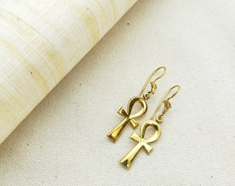 Egyptian Ankh and Lotus Earrings - Made in Egypt