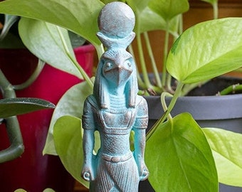 Patina Ra Statue: 8" Egyptian God Figurine, Made in Egypt