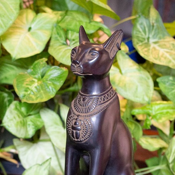 Large Egyptian Bastet Cat Statue - Ancient Egypt Goddess -  13" Tall Cat Collectible - Many Colors Available - Made in Egypt