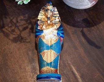 Egyptian Sarcophagus Collectible Figurine - Ancient Egypt Colorful Statue- Made in Egypt