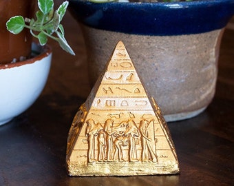 Small Gold Egyptian Pyramid Statue - Made in Egypt