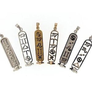 Astrological Pendant Cartouche Necklace - Natal Birth Chart - Zodiac Signs - Personalized - Sterling Silver or Gold - MADE IN EGYPT