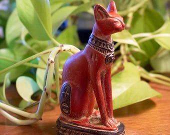 Egyptian Bastet Cat Statue Red - Made in Egypt