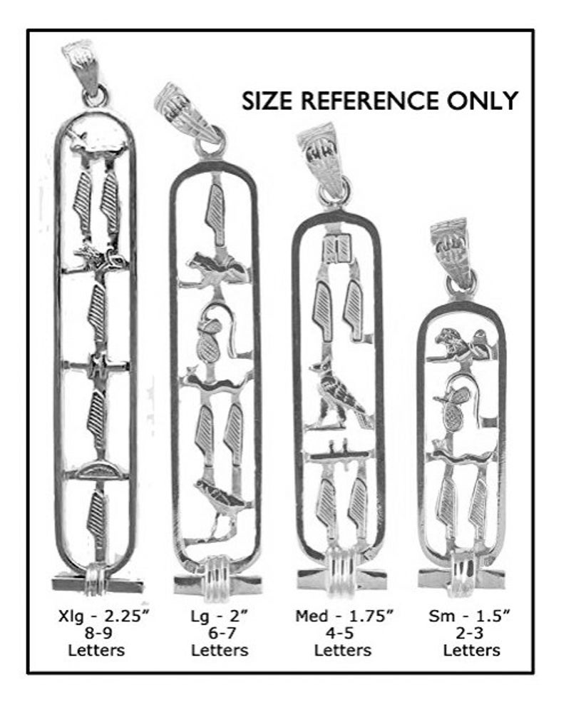 Made in Egypt Sterling Silver Egyptian Cartouche Nameplate Necklace - Your Name in Hieroglyphic Symbols - Personalized Jewelry Made to Order