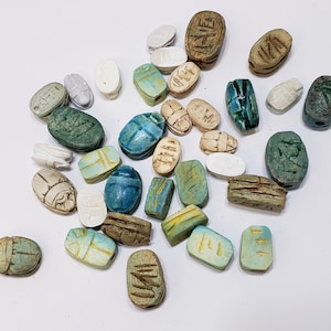 Assorted Egyptian Scarab Beads - 24 pieces- Made in Egypt