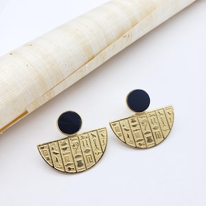 Egyptian Hieroglyphic Earrings - Made in Egypt - Gold Plated