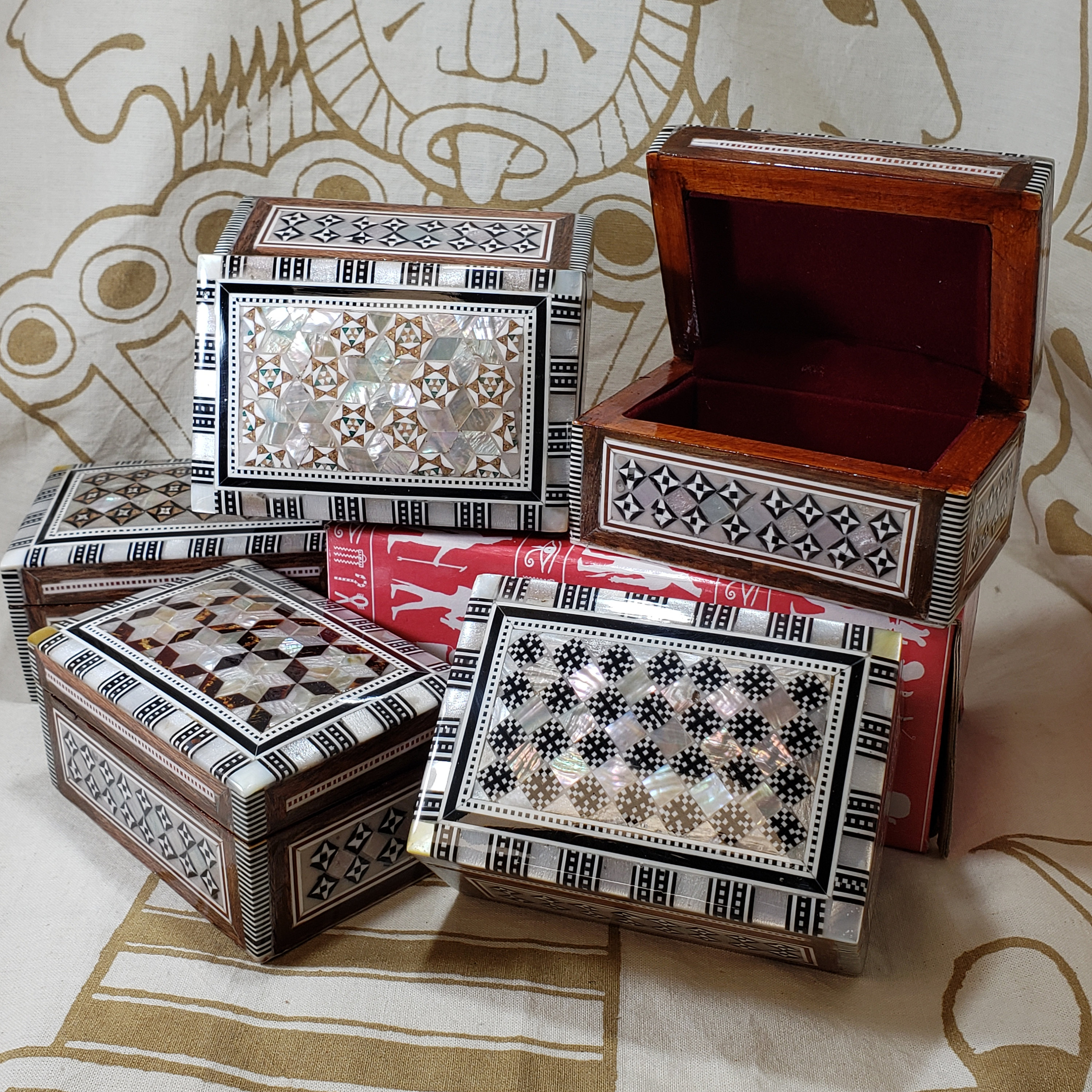 Oval Shape Egyptian Jewelry Box Handmade Ancient Egyptian Pharos