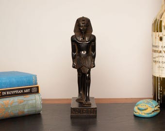 Egyptian Ramses with Crown Statue - Ancient Egypt Figurine - Black