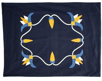 Hand-Stitched Egyptian Khayamiya Placemat: Lotus Flower Table Setting