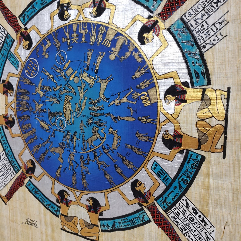 Ancient Egypt Astrological Calendar Papyrus Painting - Etsy