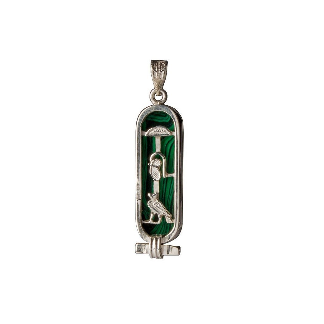 Malachite Egyptian Nameplate Necklace 