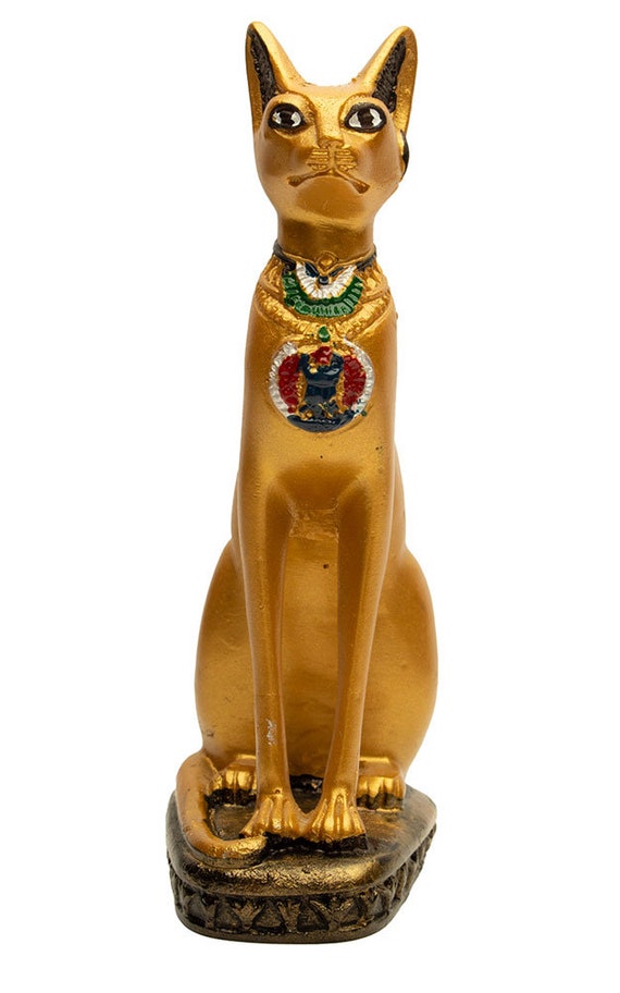 Egyptian Bastet Cat Statue ancient Egypt Goddess Gold Cat