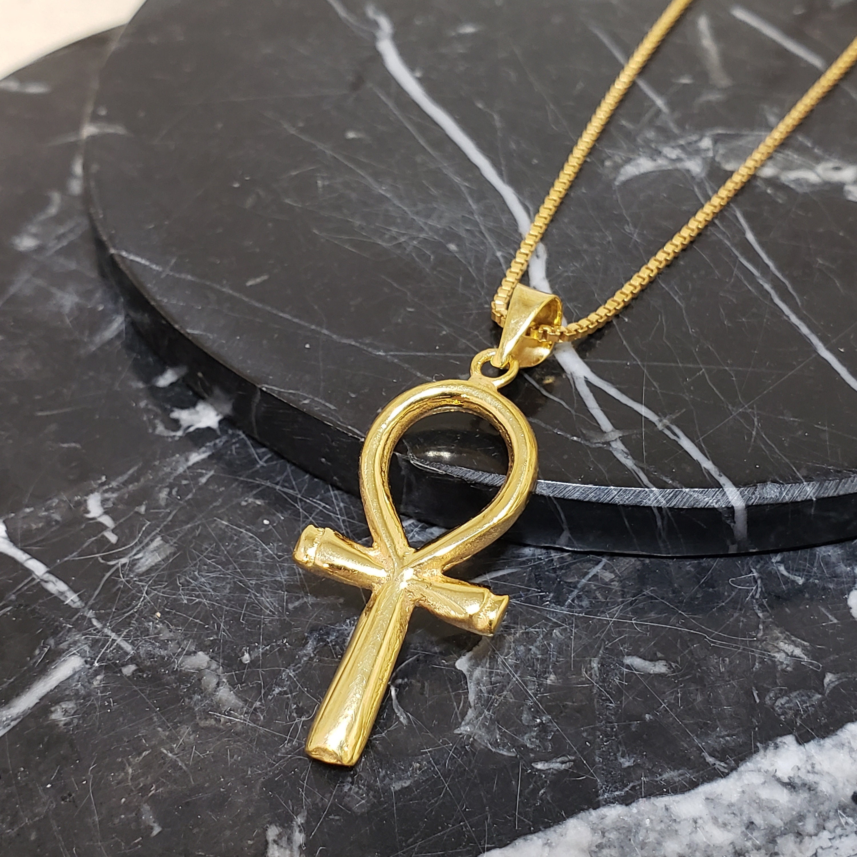 Egyptian Ankh Pendant Necklace Gold 