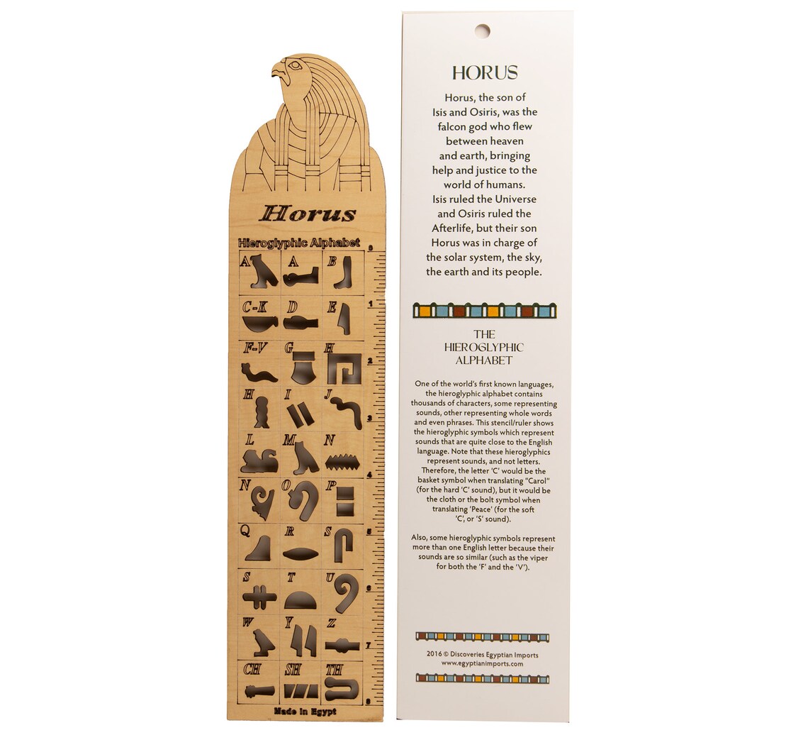 Wooden Hieroglyphic Stencil Ruler - Egyptian God Horus - Egyptian Study ...