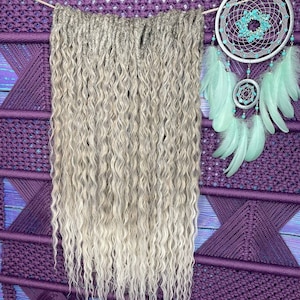 Natural Wave Dreadlocks Extensions Double Sided/Grey to Blonde Wavy Ombre Dreadlocks False Hair/Full Set of Handmade Gray Dreadlocks boho