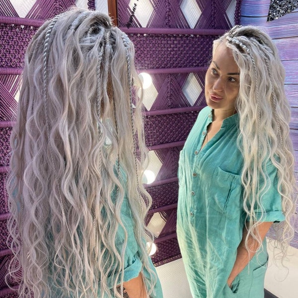 Dreadlock extensions DE curls cool blonde/Body Wave dreadlocks/dreads of different textures dreadlock extensions blonde/boho dreadlocks curl