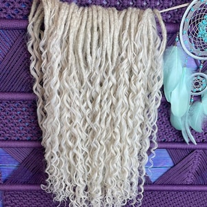 Wave dreadlock extensions white/de dreads blond/curls white blonde/hair curls extensions/bridal hair/full head kit/blond curl extensions