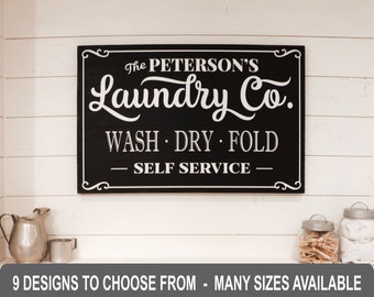 laundry co. wash dry fold sign mud room sign framed wood sign laundry room wall art Laundry Co Farmhouse Wood Sign laundry decor