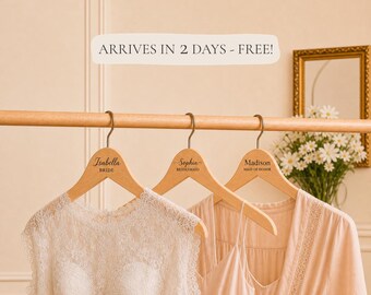 Personalized Bridal Party Hanger Set, Bridesmaid Dress Hangers, Custom Wedding Hangers