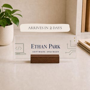 Software Engineer Desk Name Plate, Personalized Acrylic Nameplate, Computer Science Graduation Gift