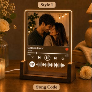 Custom Song Code Plaque, Personalized Music Plaque with Photo, LED Acrylic Song Gift image 4