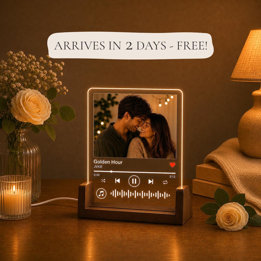 Custom Song Code Plaque, Personalized Music Plaque with Photo, LED Acrylic Song Gift