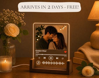 Custom Song Code Plaque, Personalized Music Plaque with Photo, LED Acrylic Song Gift