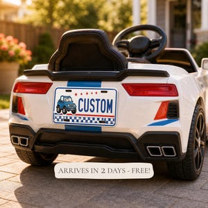 Custom Power Wheels License Plate, Personalized Kids Ride On Car Tag, Mini 3x6 Toy Car Name Plate
