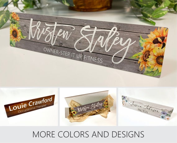 Personalized Flower Letters Desk nameplate, Personalized gifts