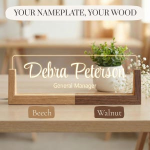 Personalized Esthetician LED Nameplate, Custom Lash Tech Desk Sign, Salon Owner Gift - image 3: 03-WoodOptions