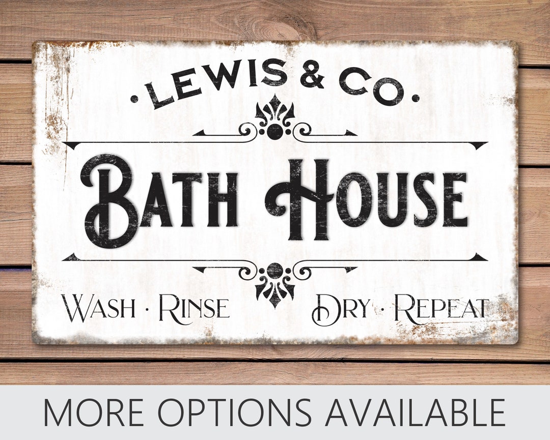 Bath House Sign Bath Sign Bathroom Wall Art Wash Rinse Dry Etsy