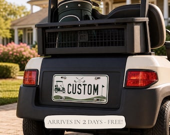 Personalized Golf Cart License Plate, Custom Mini Cart Tag, Aluminum Novelty Plate, 3x6 or 12x6 Name Plate