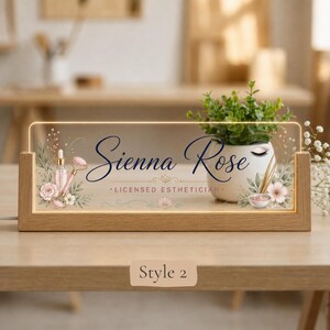Personalized Esthetician LED Nameplate, Custom Lash Tech Desk Sign, Salon Owner Gift - image 6: 06-Style2