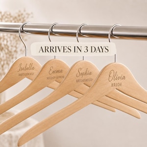 Personalized Bridal Party Hangers, Wedding Party Hanger Set, Custom Wooden Name Hangers