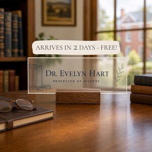 Professor Desk Name Plate, Personalized PhD Acrylic Nameplate, Doctoral Graduation Gift